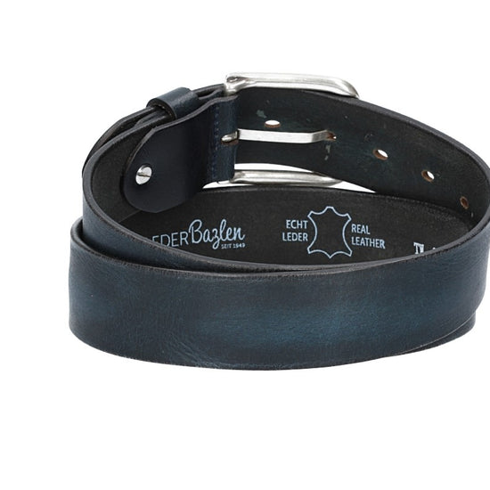 Ledergürtel Blau|Marine 40mm mit Dornschließe in Silber - leder-accessoires.com