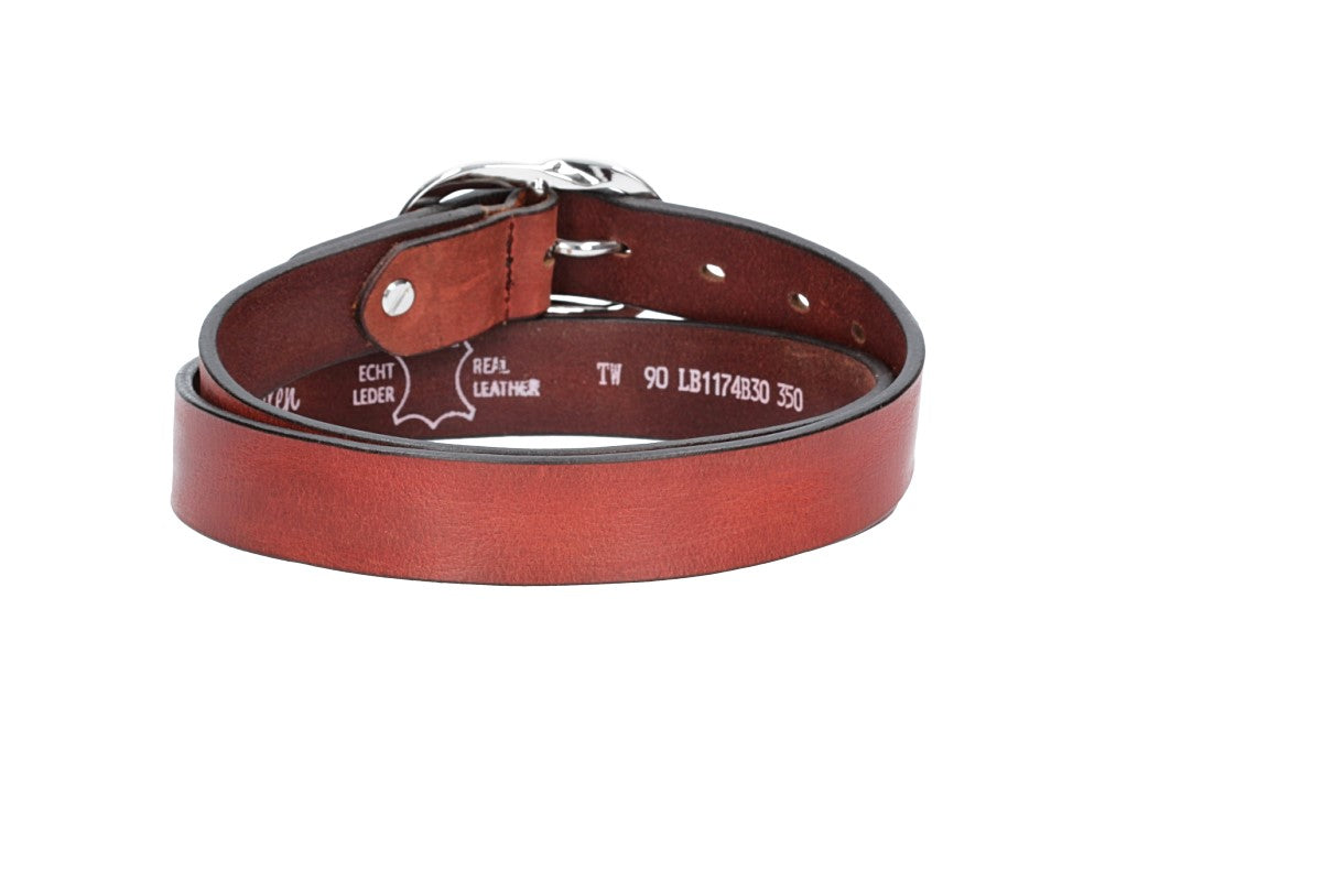 Ledergürtel 30mm in Rot mit Schmuckschließe