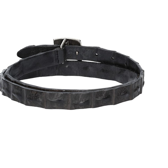 Krokoledergürtel 20mm Schwarz mit Koppelschließe in Silber - leder-accessoires.com
