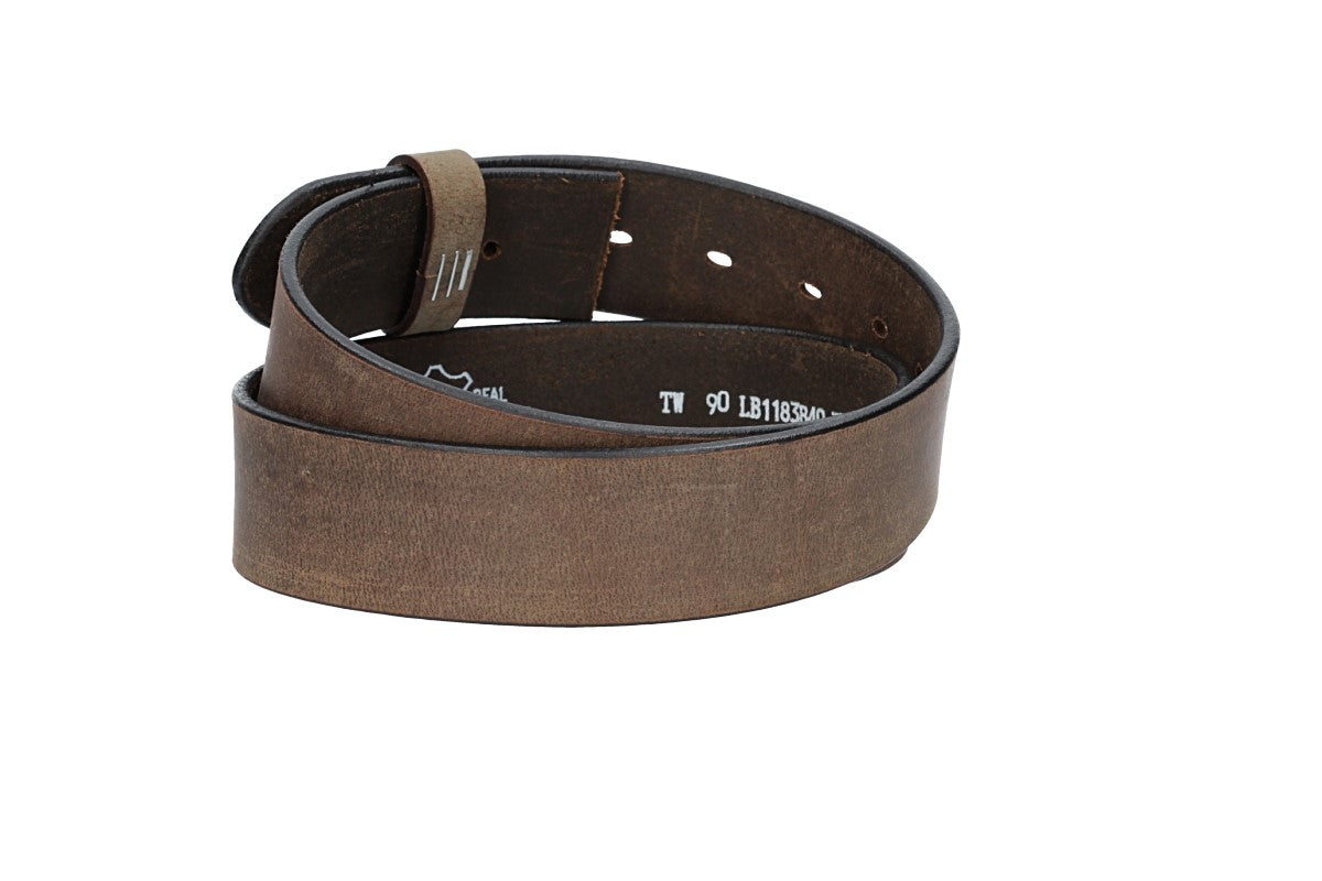 Lederriemen | Gürtelrohling Matt 40mm in Grau mit Schlaufe und Kapplochteil
