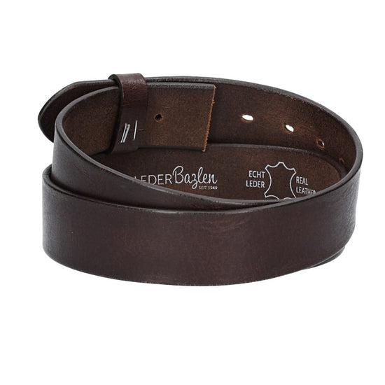 Lederriemen | Gürtelrohling Glanz 40mm in Braun mit Schlaufe und Kapplochteil - leder-accessoires.com