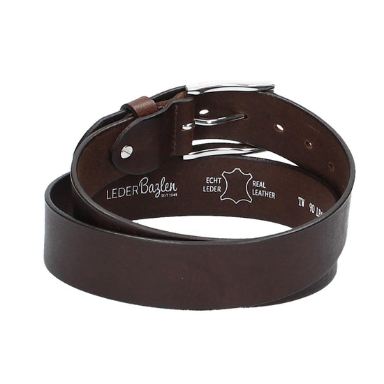 Ledergürtel Braun 40mm mit Dornschließe in Silber - leder-accessoires.com