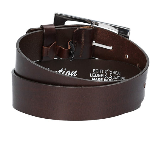 Ledergürtel Braun 40mm mit Vollschließe Silber - leder-accessoires.com