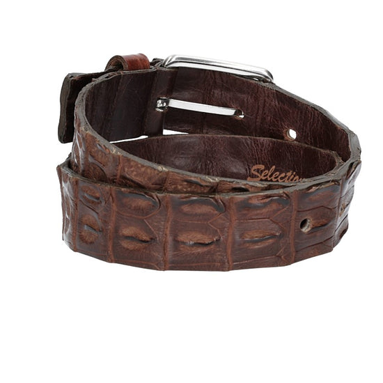 Krokoledergürtel 40mm Braun mit Dornschließe Silber - leder-accessoires.com