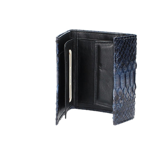 Damenbörse mit Überschlag in Blau aus echtem Schlangenleder - leder-accessoires.com
