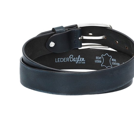 Ledergürtel Blau|Marine 35mm mit Dornschließe in Silber - leder-accessoires.com