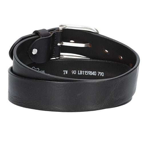 Ledergürtel Schwarz  40mm mit Dornschließe in Silber - leder-accessoires.com
