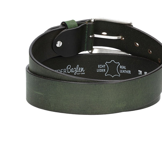 Ledergürtel Grün 40mm mit Dornschließe in Silber - leder-accessoires.com