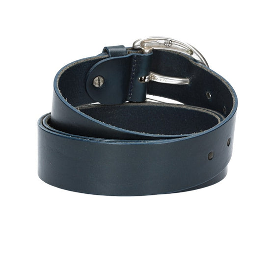 Ledergürtel Überlänge Blau|Marine 40mm mit Schließe in Silber - leder-accessoires.com