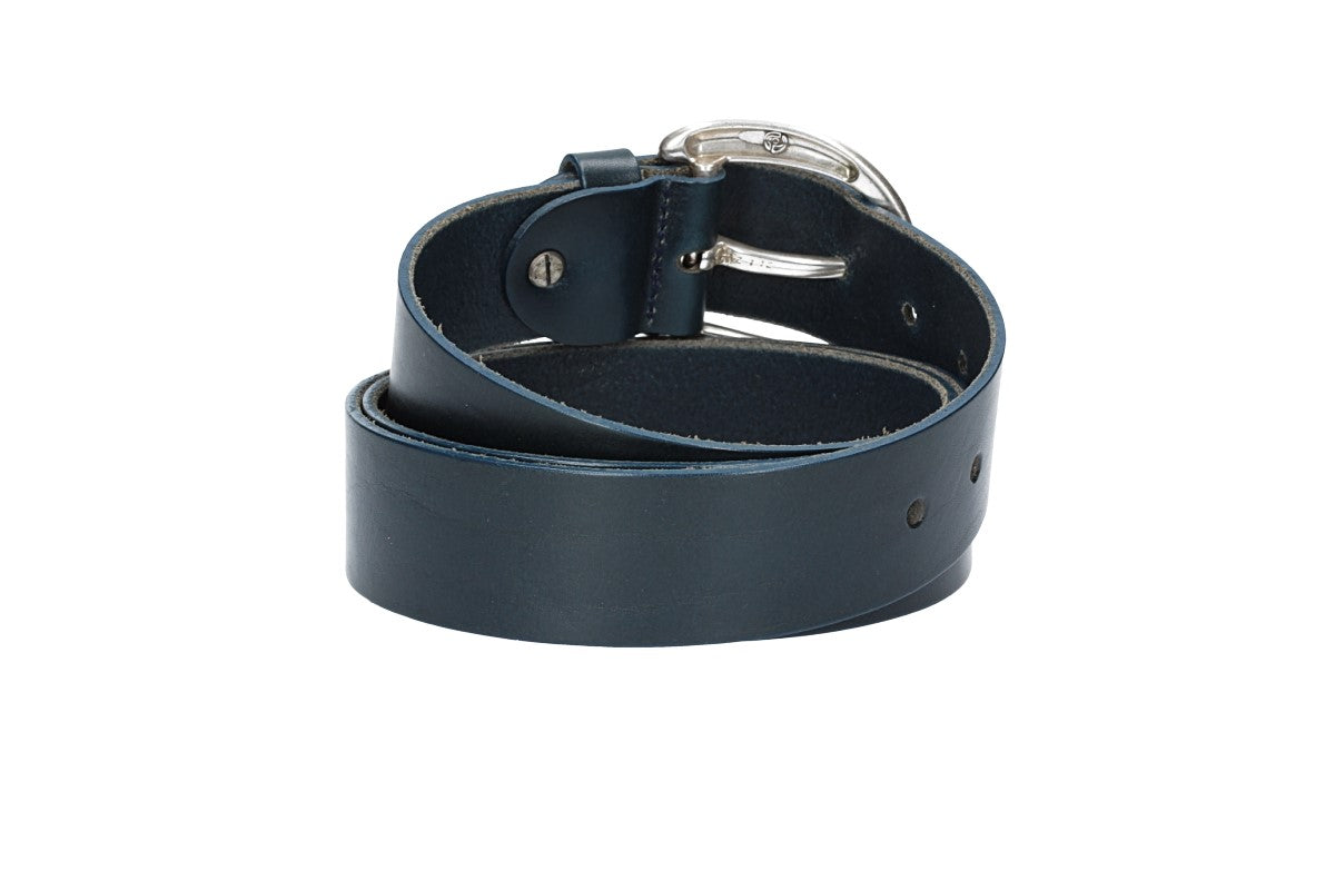 Ledergürtel Überlänge Blau|Marine 40mm mit Schließe in Silber