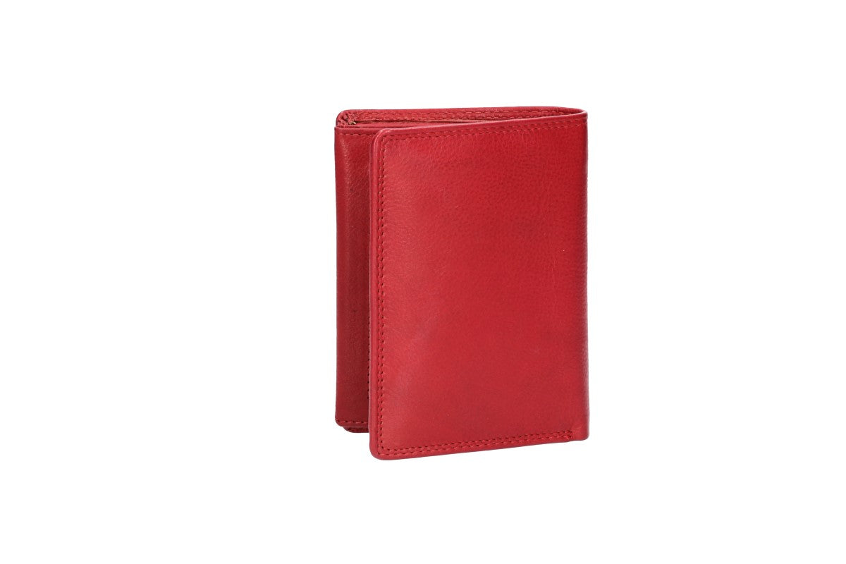 Geldbörse Hochformat mit Riegel in Rot aus Leder