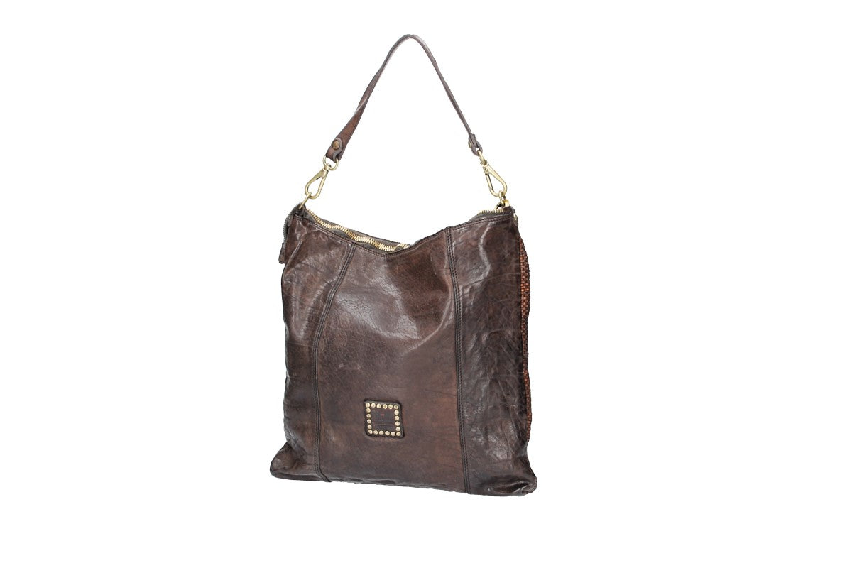 Shopper Flecht in Braun aus Leder