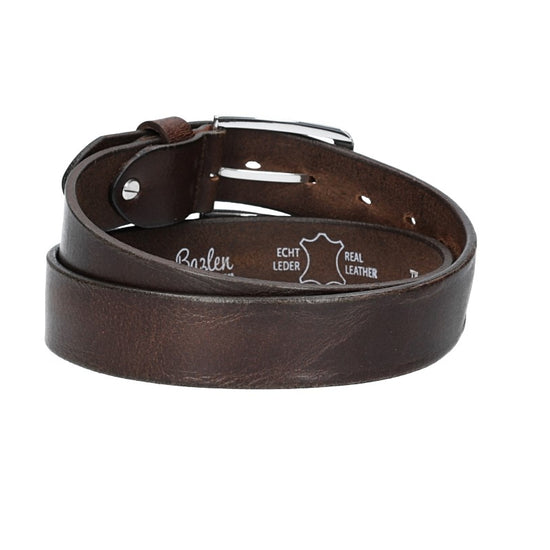 Ledergürtel Braun 35mm mit Dornschließe in Silber - leder-accessoires.com