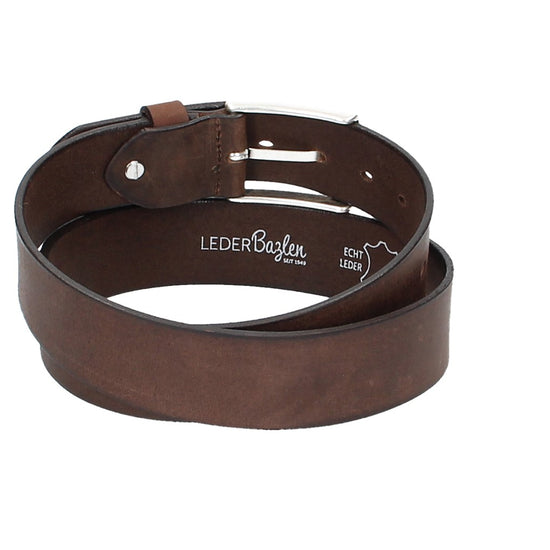 Ledergürtel Braun 40mm mit Dornschließe in Silber - leder-accessoires.com