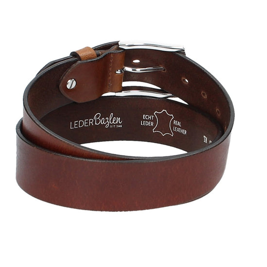 Ledergürtel Light Brown 40mm mit Dornschließe in Silber - leder-accessoires.com