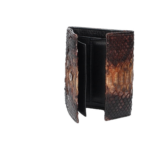 Damenbörse mit Überschlag in Hellbraun aus echtem Schlangenleder - leder-accessoires.com