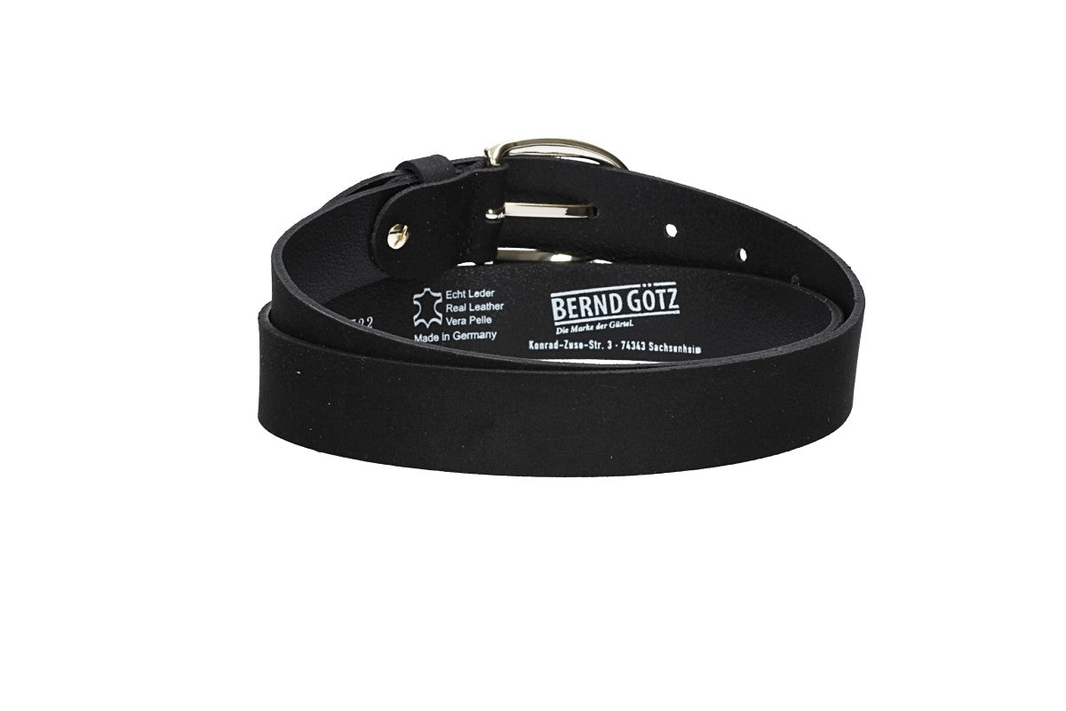 Veloursledergürtel 30mm in Schwarz mit Dornschließe in Lightgold