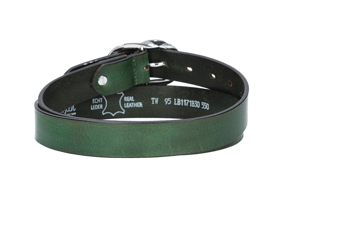 Ledergürtel 30mm in Grün mit Schmuckschließe