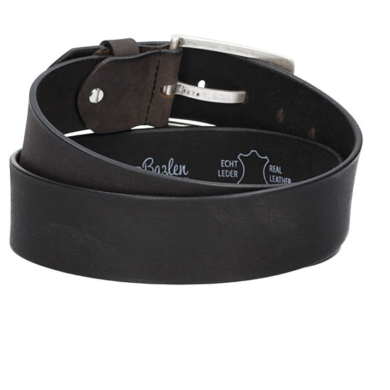 Ledergürtel Schwarz 45mm mit Dornschließe in Silber - leder-accessoires.com