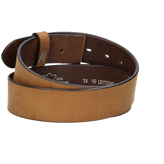 Lederriemen | Gürtelrohling Matt 40mm in Hellbraun mit Schlaufe und Kapplochteil - leder-accessoires.com