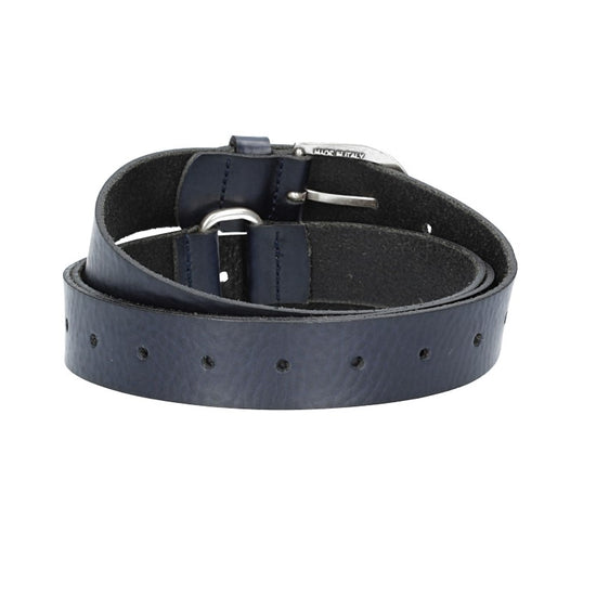 Ledergürtel Überlänge Blau|Marine 35mm mit Schließe in Silber - leder-accessoires.com