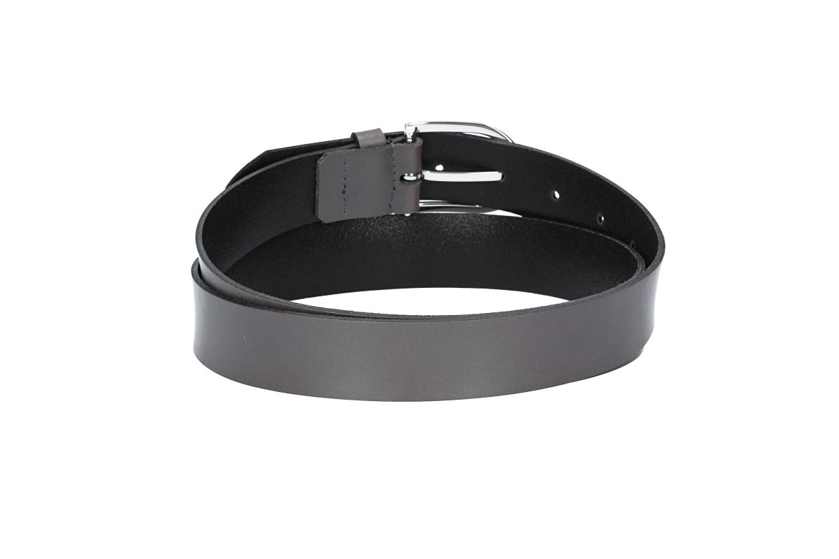 Ledergürtel 30mm in Grau mit Dornschließe in Silber