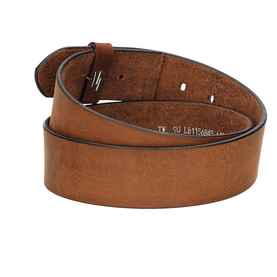 Lederriemen | Gürtelrohling Matt 45mm in Cognac mit Schlaufe und Kapplochteil - leder-accessoires.com