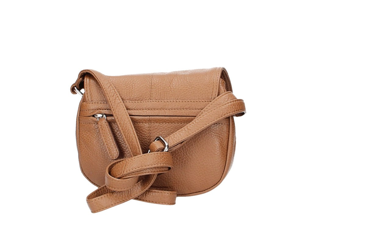 Schultertasche in Cognac mit Überschlag aus Leder
