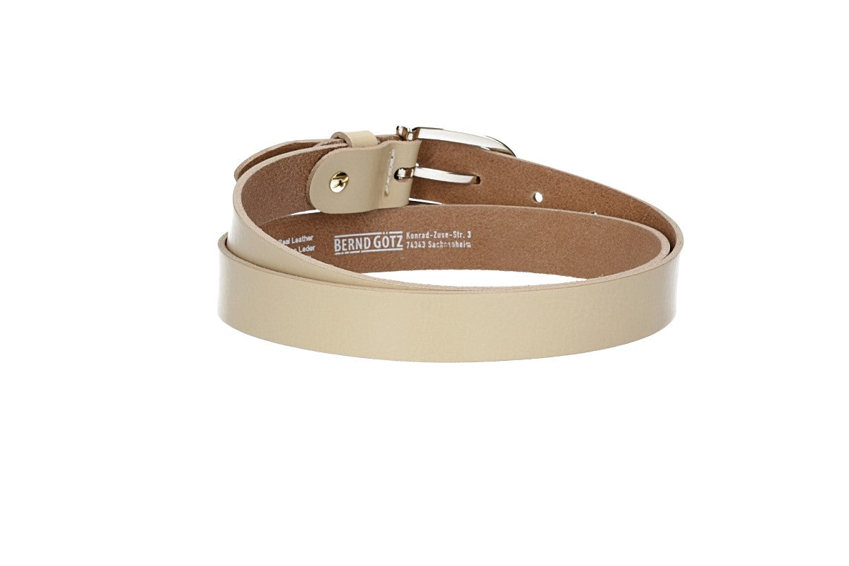Damengürtel 25mm in Beige|Creme mit Dornschließe in Lightgold - leder-accessoires.com