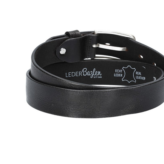Ledergürtel Schwarz 35mm mit Dornschließe in Silber - leder-accessoires.com