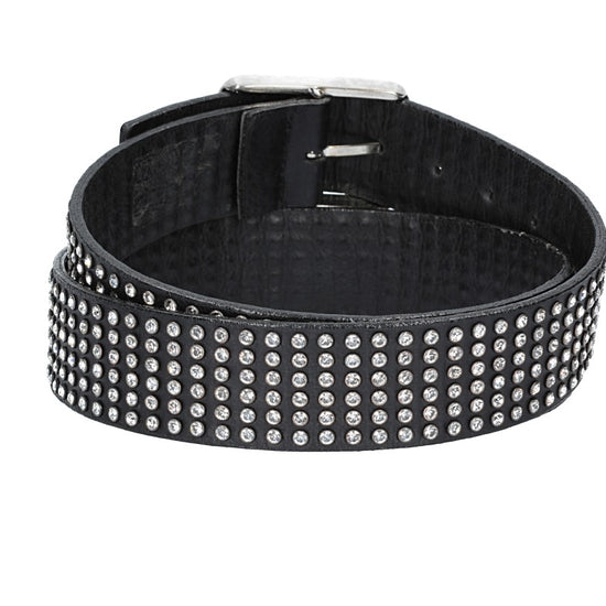 Ledergürtel 40mm in Schwarz mit Swarowski  und Vollschließe Schwarz - leder-accessoires.com