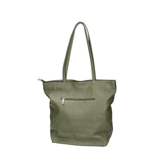 SALE Ledershopper mit Narbung in Grün|Oliv mit Reißverschluss - leder-accessoires.com