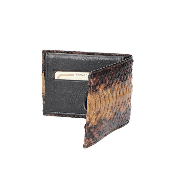 Börse Querformat in Hellbraun aus echtem Schlangenleder - leder-accessoires.com