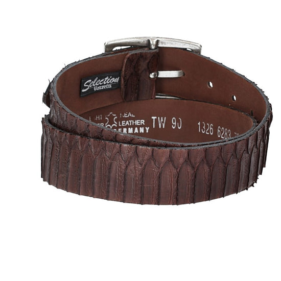Schlangenledergürtel 40mm D`Braun und Vollschließe in Silber - leder-accessoires.com