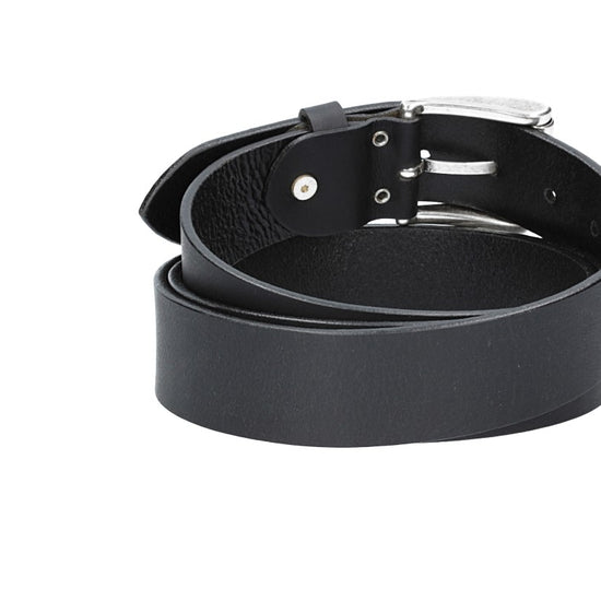 Ledergürtel Überlänge Schwarz 40mm mit glänzender Schließe in Silber - leder-accessoires.com