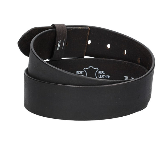 Lederriemen | Gürtelrohling Matt 45mm in Schwarz mit Schlaufe und Kapplochteil - leder-accessoires.com