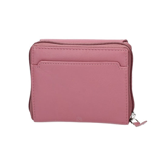 Damenbörse mit Reißverschluss in Altrosa aus Leder - leder-accessoires.com