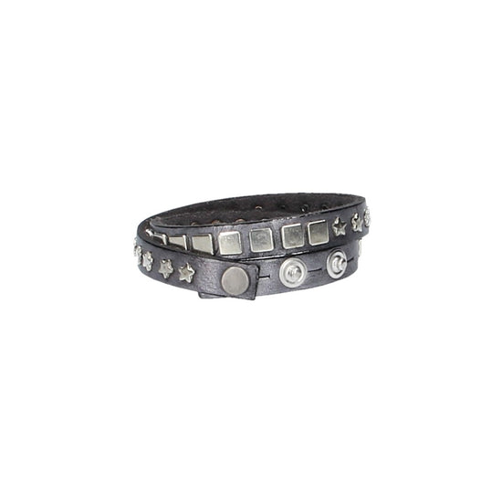 Armband doppelt Blau|Silber aus Leder - leder-accessoires.com