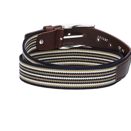 Stretchgürtel|Bandgürtel 35mm in Dunkelbraun gestreift mit Dornschließe - leder-accessoires.com