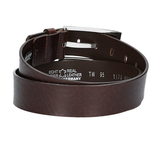 Ledergürtel Überlänge Braun 40mm mit Schmuckschließe Silber - leder-accessoires.com