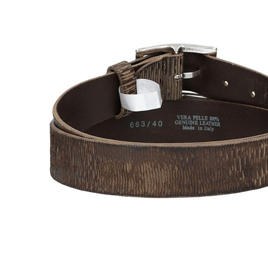 Ledergürtel 40mm geriffelt in Grau mit Vollschließe in Silber - leder-accessoires.com