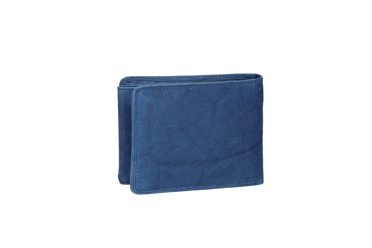 Geldbörse Querformat mit Riegel in Blau|Navy aus Leder