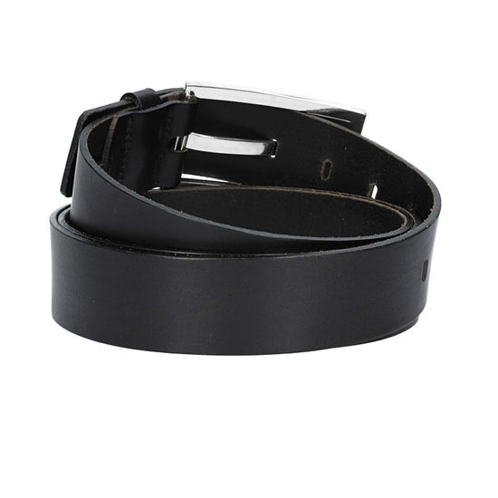 Ledergürtel Überlänge Schwarz 40mm mit Schmuckschließe Silber - leder-accessoires.com
