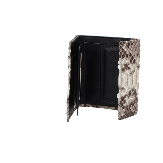 Damenbörse mit Überschlag in Weiß|Beige aus echtem Schlangenleder - leder-accessoires.com