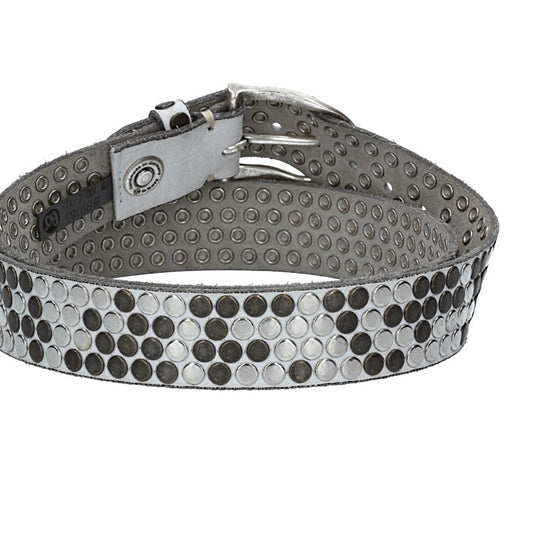 Nietengürtel 35mm in Weiß und Dornschließe Silber - leder-accessoires.com