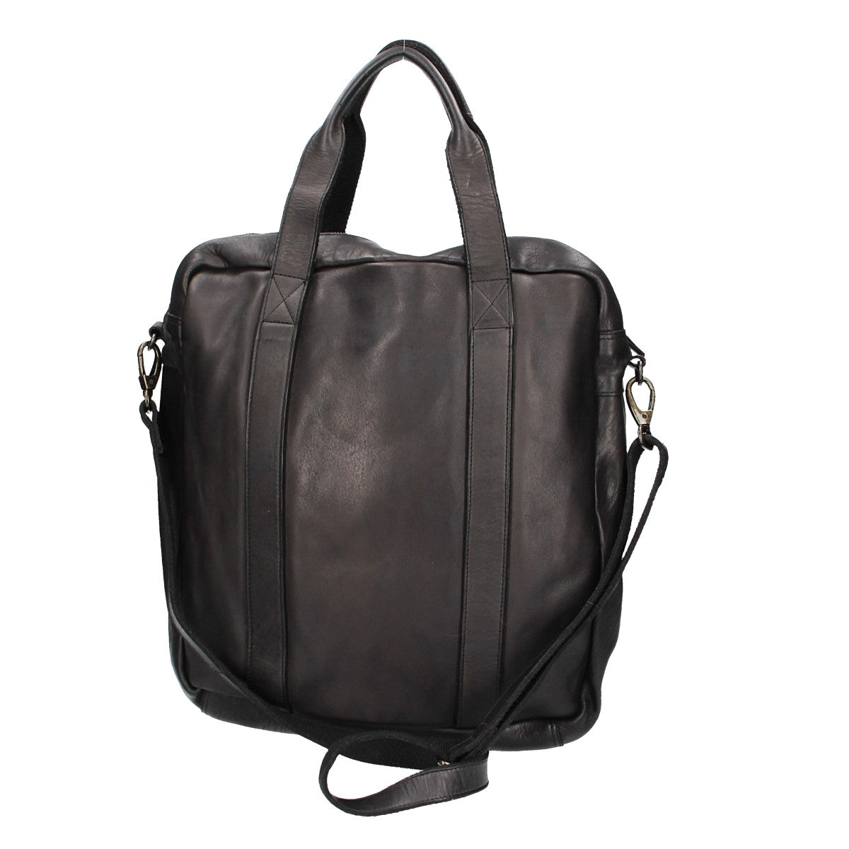 Ledertasche in Schwarz mit Reißverschluss und zwei Vortaschen - leder-accessoires.com