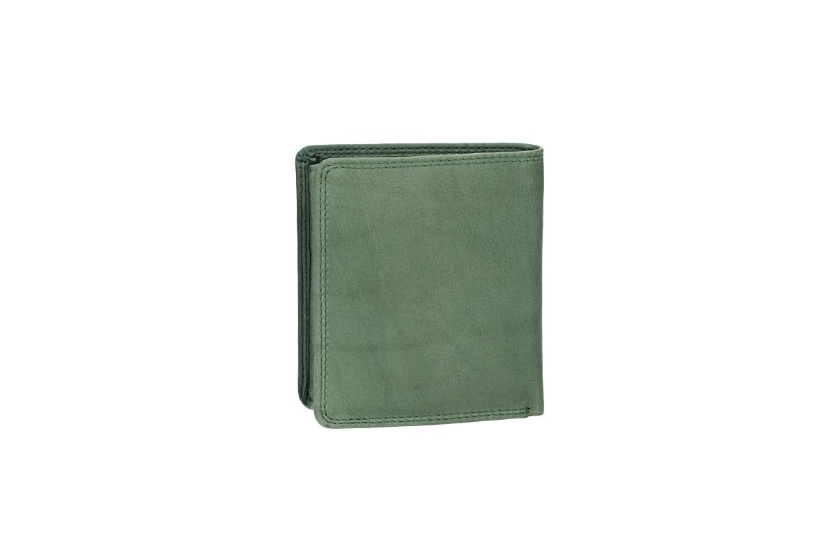 Geldbörse Hochformat klein in Grün aus Leder
