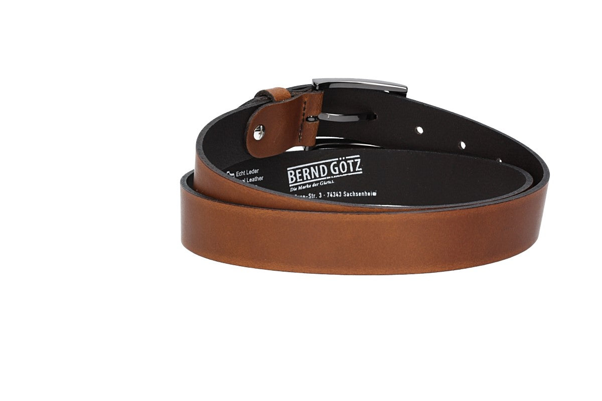 Herren-|Anzugsgürtel 30mm in Cognac mit Dornschließe in Silber