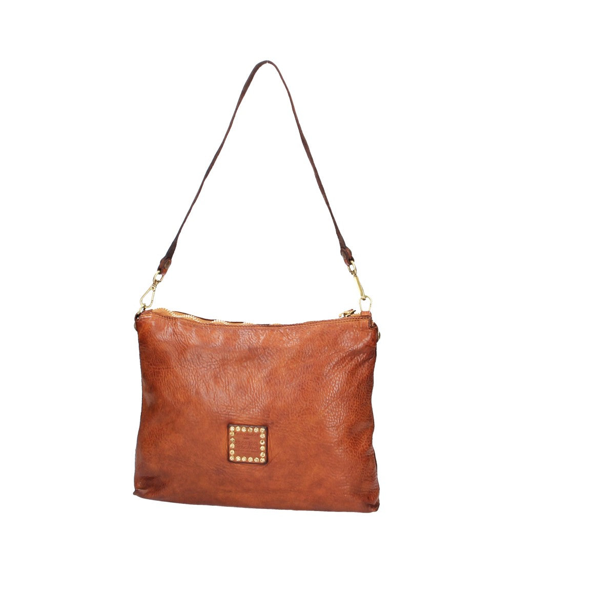 Schultertasche in Cognac aus Leder mit Flechtmuster