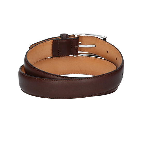 Ledergürtel in Braun 30 mm mit Schließe in glänzendem Silber - leder-accessoires.com